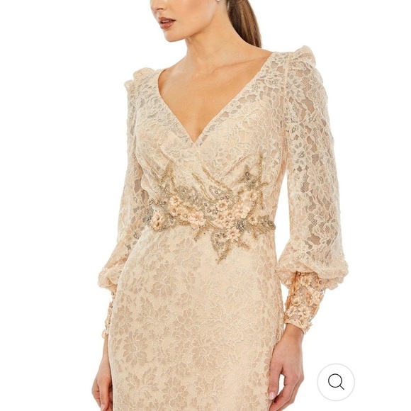 Mac Duggal 79397 Lace Long Sleeve V Neck Embellished Gown - Picture 5 of 14